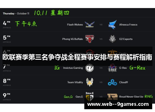 欧联赛季第三名争夺战全程赛事安排与赛程解析指南