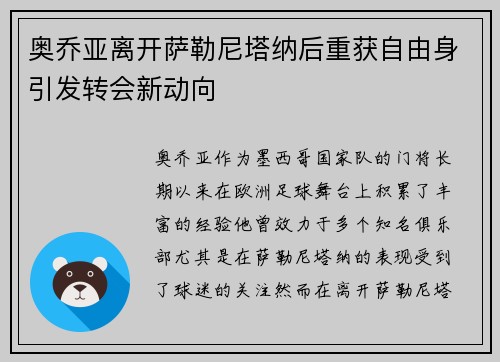 奥乔亚离开萨勒尼塔纳后重获自由身引发转会新动向 奥乔亚离开萨勒尼塔纳后重获自由身引发转会新动向